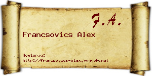 Francsovics Alex névjegykártya